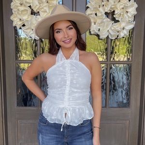 White halter blouse